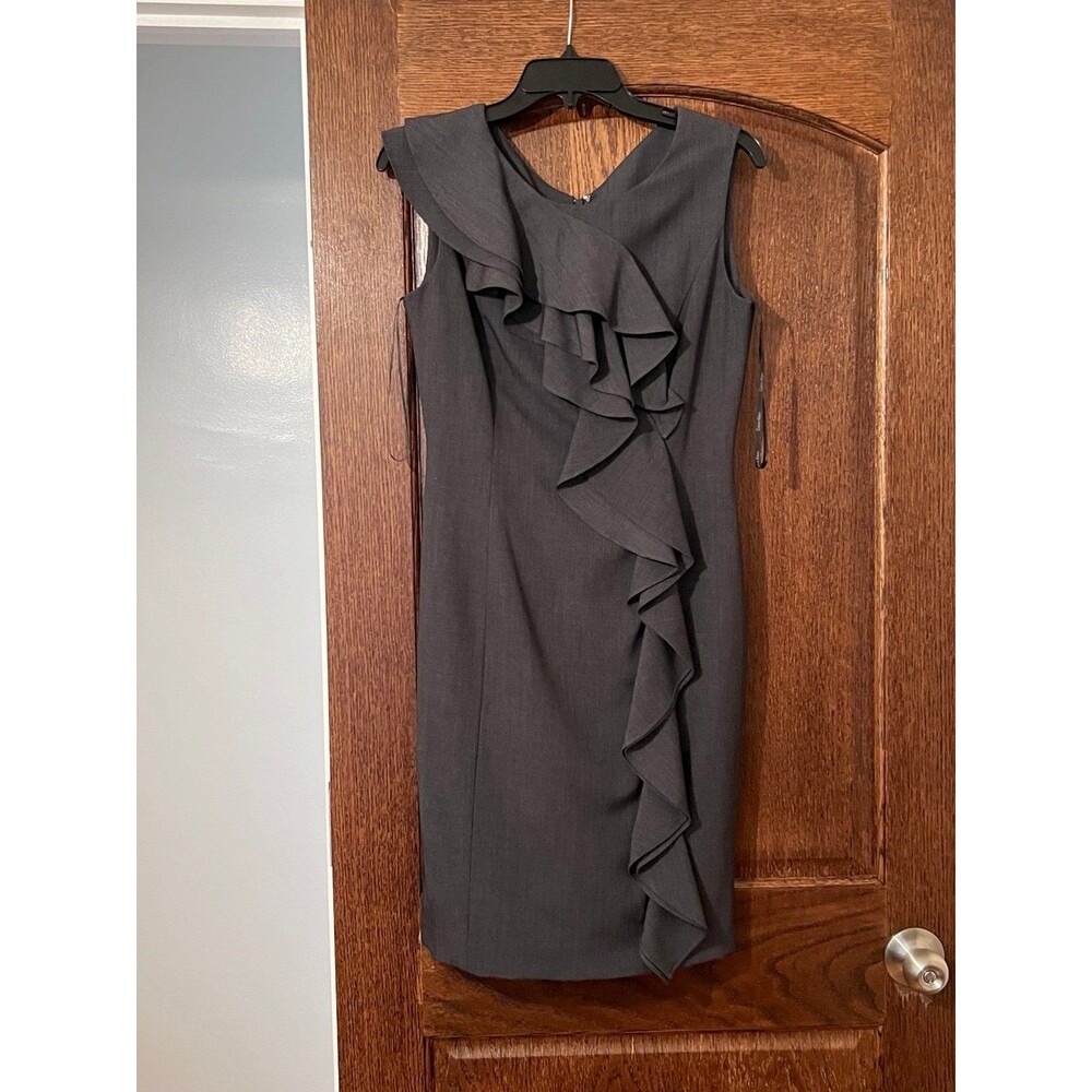 Calvin Klein Grey dress with ruffles bow detail - Picture 2 of 5